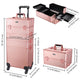 TheLAShop Rose Gold Rolling Makeup Case on Wheels Lockable 4 in 1