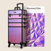 TheLAShop Pro 4in1 Rolling Makeup Case Cosmetic Trolley w/ Key Lock, Mermaid Pink Image