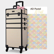 TheLAShop Arc Deco Rolling Cosmetology Makeup Artist Case with 4-Section, AD Pastel Image