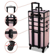 TheLAShop Art Deco Rolling Cosmetology Makeup Artist Case with 4-Section Image