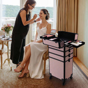 TheLAShop Art Deco Rolling Cosmetology Makeup Artist Case with 4-Section Image
