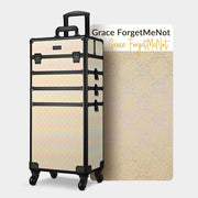 TheLAShop Pro 4in1 Rolling Makeup Case Cosmetic Trolley w/ Key Lock,Grace ForgetMeNot Image