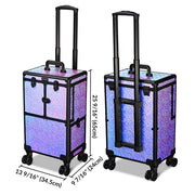 TheLAShop Rolling Makeup Case with Drawers Compartments Mermaid Purple Image