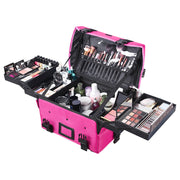 TheLAShop Nylon Cosmetic Makeup Train Case 17x13x9", Pink Image