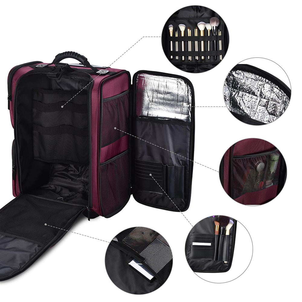 Byootique Makeup Train Case Lockable Rolling Cosmetic Traveling Storage  Trolley - Walmart.com