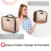 TheLAShop 10in Makeup Case with Mirror Compartments Gold Image