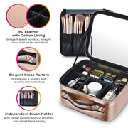 TheLAShop 10in Makeup Case with Mirror Compartments Gold Image