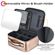 TheLAShop 10in Makeup Case with Mirror Compartments Gold Image