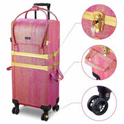TheLAShop Glitter Hot Pink Rolling Makeup Artist Hairstylist Case