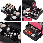 TheLAShop Rolling Makeup Case with Drawers Nail Polish Slots Image