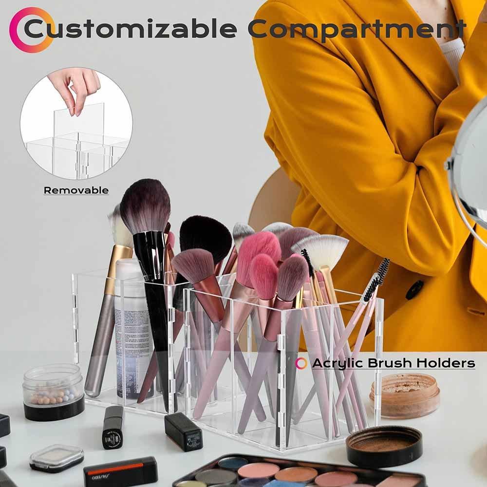 TheLAShop Makeup Case with Acrylic Makeup Brush Holder –