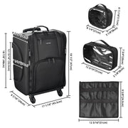 TheLAShop Rolling Makeup Case with Compartments Foldable Removable Trolley Image