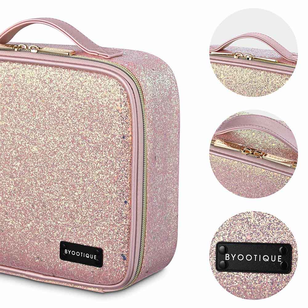 TheLAShop Glitter Lipstick Bag with Mirror for Double Lipsticks