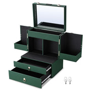 TheLAShop Vintage Makeup Case with Drawers Mirror Forest Green Image