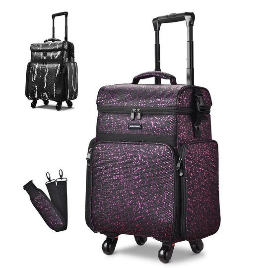 TheLAShop Rolling Makeup Hair Stylist Travel Case 2-Tier 15x12x24 in
