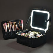 TheLAShop 10" Makeup Case with Lighted Mirror Brush Holder w/ Lid