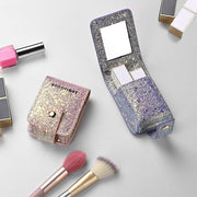 TheLAShop Glitter Lipstick Bag with Mirror for Double Lipsticks & Airpods