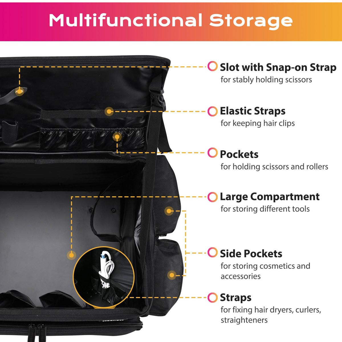 TheLAShop Rolling Hairstylist Travel Bag 1680D Nylon Tools Organizer