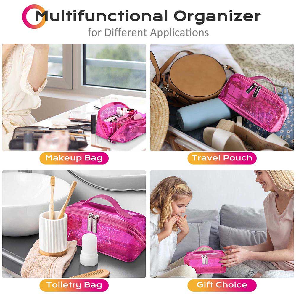 TheLAShop Waterproof Makeup Bag Organizer Glitter Brush Holder