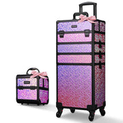 TheLAShop Rolling Makeup Case Set(2) - Mermaid, Rococo, CoyoteButtes, ForgetMeNot, Art Deco, Mermaid Pink Image