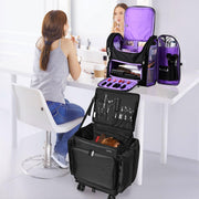 TheLAShop Rolling Hairstylist Travel Bag with Makeup Backpack Image