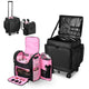 TheLAShop Rolling Hairstylist Travel Bag with Makeup Backpack, Pink Image