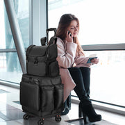 TheLAShop Rolling Hairstylist Travel Bag with Makeup Backpack