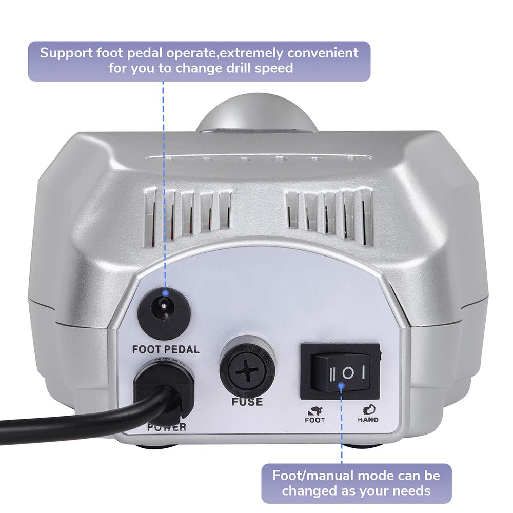pedal drill TheLAShop Nails Manicure Electric Acrylic Nail Drill File w/ Pedal