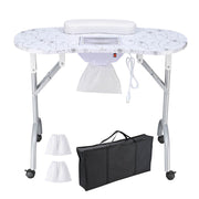 TheLAShop Mobile Nail Table with Dust Collector Magnifier Lamp Foldable