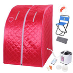 TheLAShop Portable Sauna Tent Steam SPA w/ Chair Remote Rose Red 2L Image