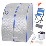 TheLAShop Portable Sauna Tent Steam SPA w/ Chair Remote Silver 2L Image