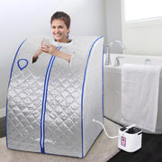 TheLAShop Portable Sauna Tent Steam SPA w/ Chair Remote Silver 2L Image