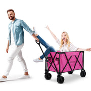 TheLAShop 225L 42" Folding Wagon with Brakes Collapsible Grocery Cart