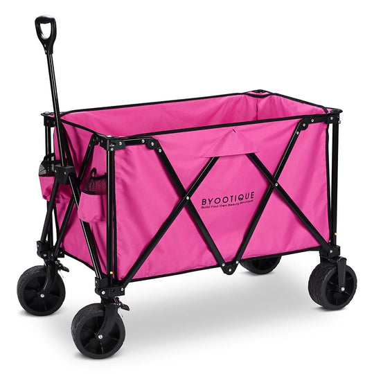 TheLAShop 225L 42" Folding Wagon with Brakes Collapsible Grocery Cart