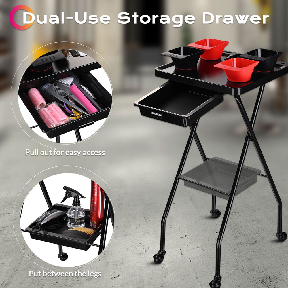 TheLAShop Magnetic Salon Tray Cart with Storage & Bowls