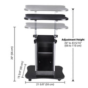 TheLAShop Rolling Laptop Desk with Storage Cart Adjustable Height Image