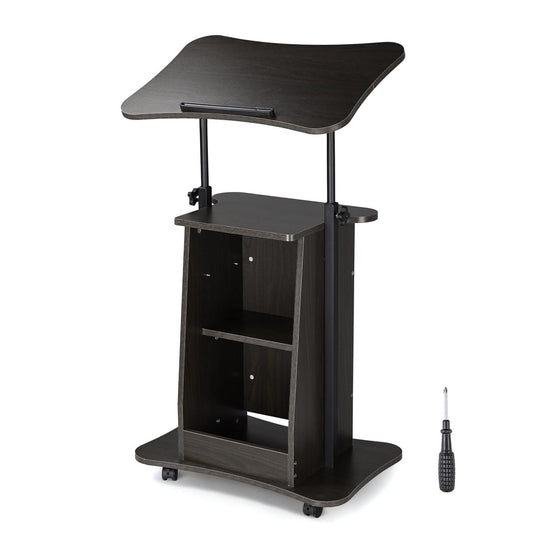 TheLAShop Rolling Laptop Desk with Storage Cart Adjustable Height