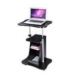 TheLAShop Rolling Laptop Desk with Storage Cart Adjustable Height