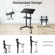 TheLAShop Rolling Laptop Desk Cart Adjustable Height (40" to 49") Image