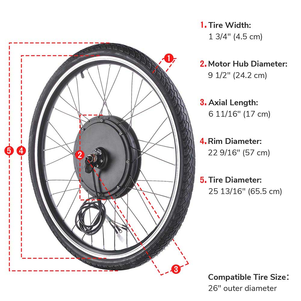 TheLAShop 48v 1000w 26 Inch Front/ Rear Electric Bicycle Motor Conversion Kit TheLAShop 48v 1000w 26 Inch Front/ Rear Electric Bicycle Motor Conversion Kit