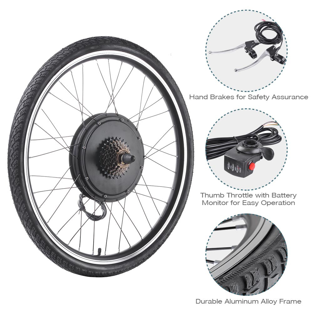 26in rear electric bicycle motor conversion kit 48v 1000w TheLAShop 48v 1000w 26 Inch Front/ Rear Electric Bicycle Motor Convers