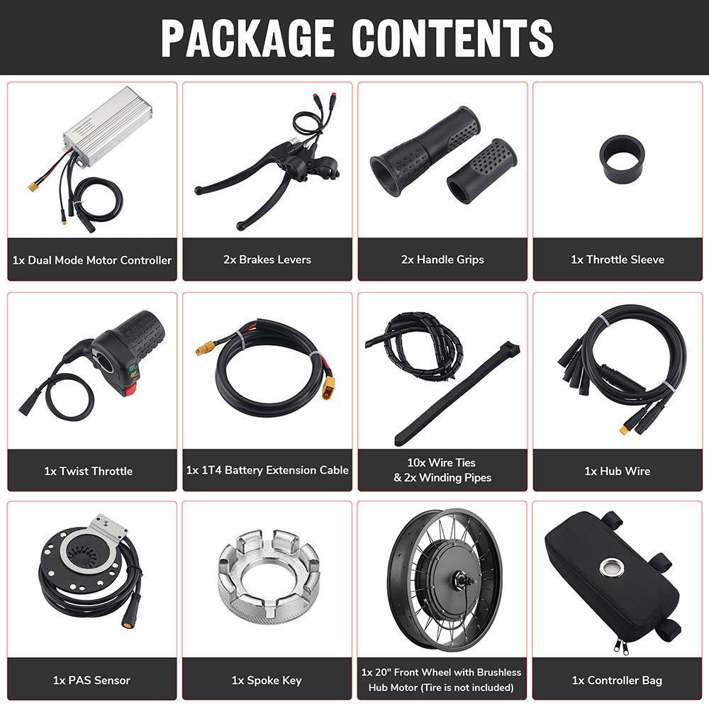TheLAShop 48v 1000w 20in Front Fat Tire Electric Bicycle Motor Kit TheLAShop 48v 1000w 20in Front Fat Tire Electric Bicycle Motor Kit