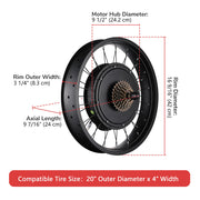 TheLAShop 48v 1000w 20in Rear Fat Tire Electric Bicycle Motor Kit Image