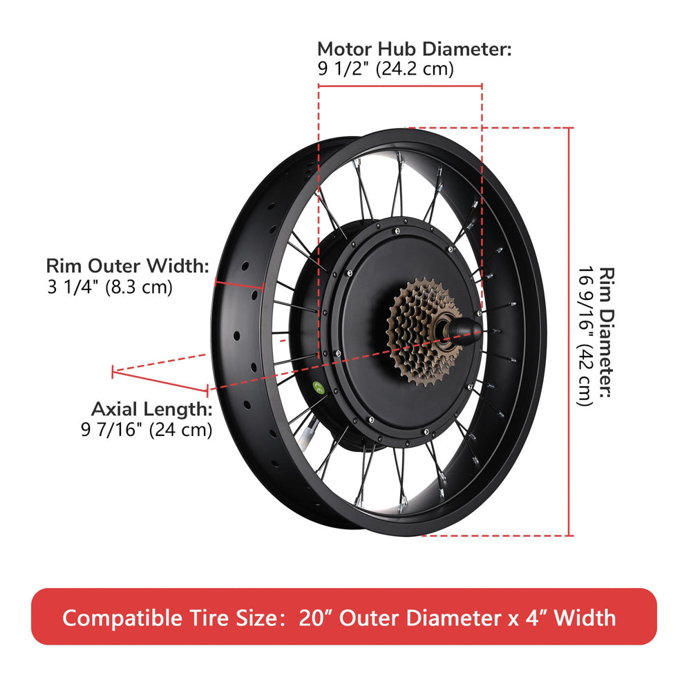 fat tire electric bicycle kit 20-26 x 4.0" 72v 3000 watt bike with LCD or TFT Display for stealth bomber DIY offering stability and comfort on varied surfaces. 1000W Front Wheel Ebike Motor