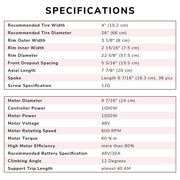 TheLAShop 48v 1000W 26in Front Fat Tire Electric Bicycle E-Bike Motor Kit Image