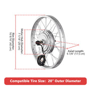 TheLAShop 36v 750W 20in Front Wheel Electric Bicycle E-Bike Motor Kit