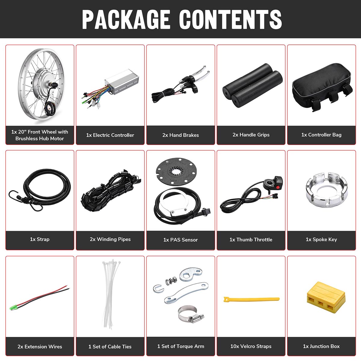 20 electric bicycle kit TheLAShop 36v 750W 20in Front Wheel Electric Bicycle E-Bike Motor Kit