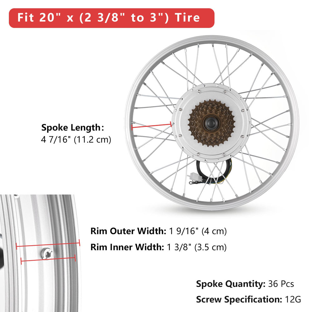 TheLAShop 36v 750W 20in Rear Wheel Electric Bicycle E-Bike Motor Kit TheLAShop 36v 750W 20in Rear Wheel Electric Bicycle E-Bike Motor Kit
