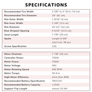 TheLAShop 36v 750W 24in Rear Wheel Electric Bicycle E-Bike Motor Kit Image