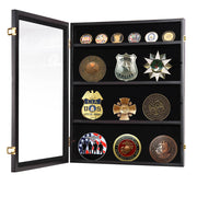 TheLAShop Military Shadow Box Pins Badge Coin Display Cabinet Rack Wood Image